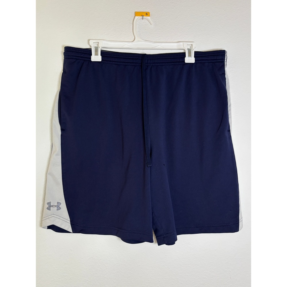 Under Armour Mens XL Navy Blue Gray Athletic Basketball Shorts Pockets